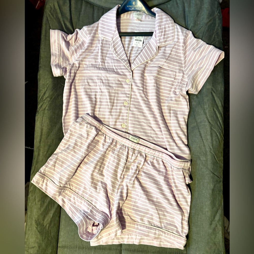 J. Crew Factory Short-Sleeve w/ Shorts 2-Piece Pajama Set Women's Size L NWT!